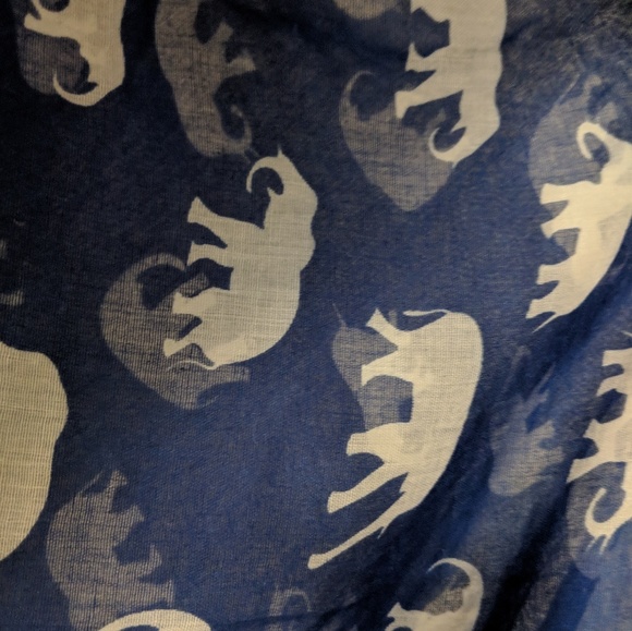 Accessories - Blue and white elephant fashion scarf